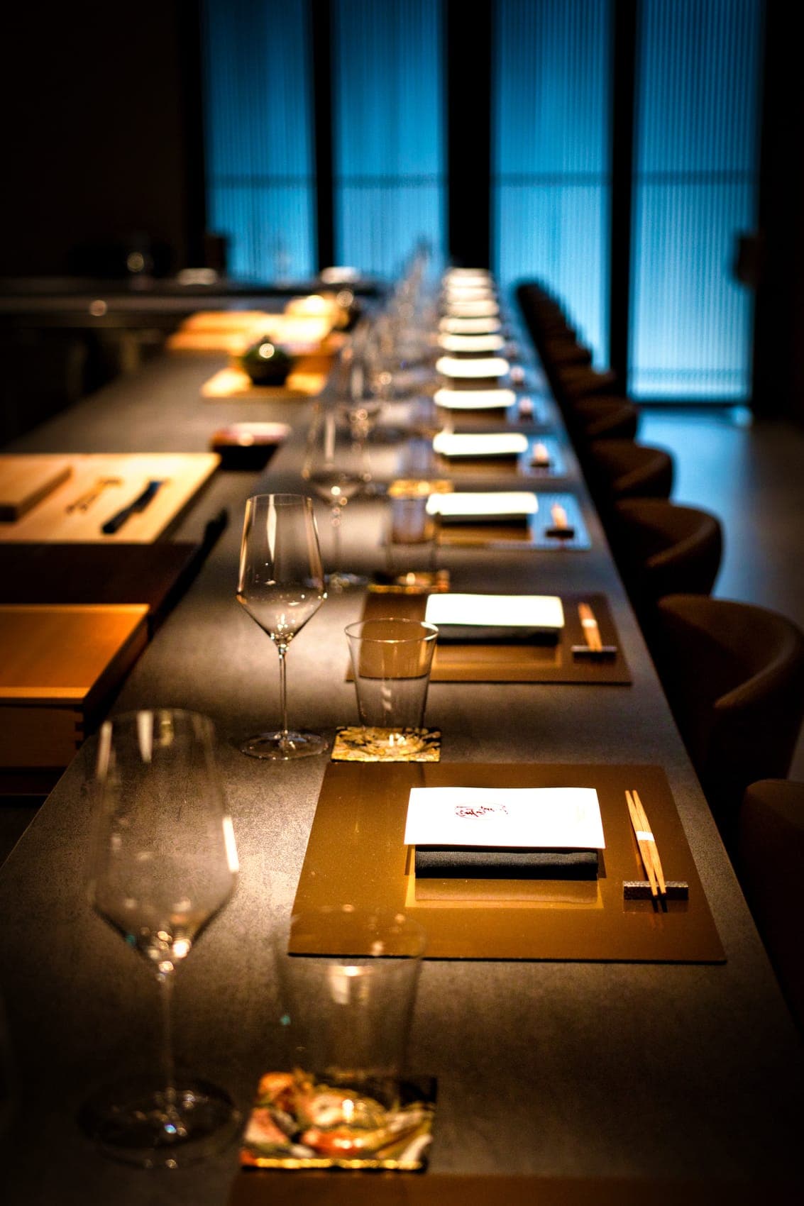 The Kappou counter, set for service